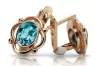 Vintage rose pink 14k 585 gold aquamarine earrings vec033 Russian Soviet style