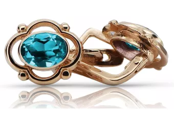 Vintage rose pink 14k 585 gold aquamarine Ohrringe vec033 Russische sowjetische Stil