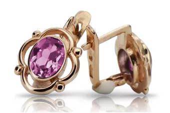 Vintage rose pink 14k 585 gold amethyst Ohrringe vec033 Russische sowjetische Stil