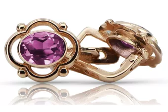 Vintage rose pink 14k 585 gold amethyst Ohrringe vec033 Russische sowjetische Stil
