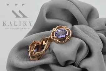 14k rosa oro Alexandrite Pendientes vec033r-ax ruso soviético Estilo vintage