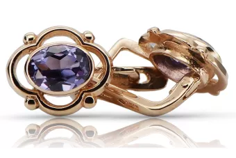 14k rosa oro Alexandrite Pendientes vec033r-ax ruso soviético Estilo vintage