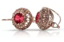 Boucles d'oreilles vintage en argent plaqué or rose 925 rubis vec002rp