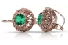 Vintage rose pink 14k 585 gold emerald earrings vec002 Russian Soviet style