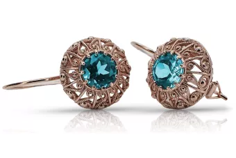 copy of Ruso soviético rosa rosa 14k 585 pendientes de oro vec002 alejandrita rubí esmeralda zafiro ...