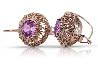 copy of Ruso soviético rosa rosa 14k 585 pendientes de oro vec002 alejandrita rubí esmeralda zafiro ...