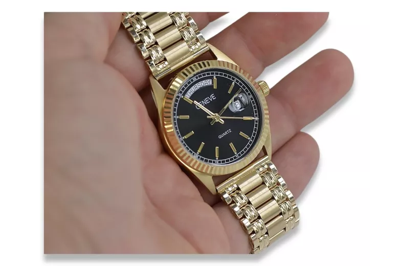 Złoty zegarek z bransoletą męski 14k 585 Geneve mw013ydbc&mbw012y
