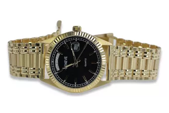 Goldene Herrenuhr Geneve ★ zlotychlopak.pl ★ Gold Reinheit 585 333 Niedriger Preis!