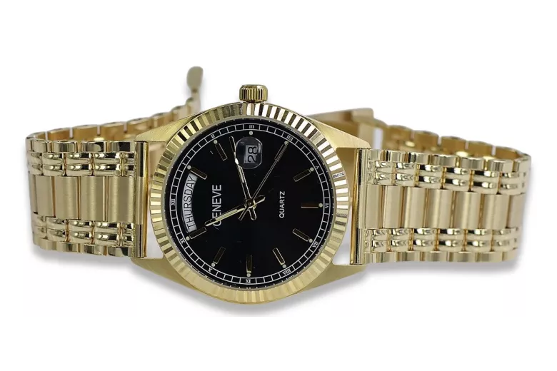 Złoty zegarek z bransoletą męski 14k 585 Geneve mw013ydbc&mbw012y
