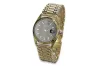 Italian Yellow 14k 585 gold men's black watch Geneve mw013ydbc&mwb012y