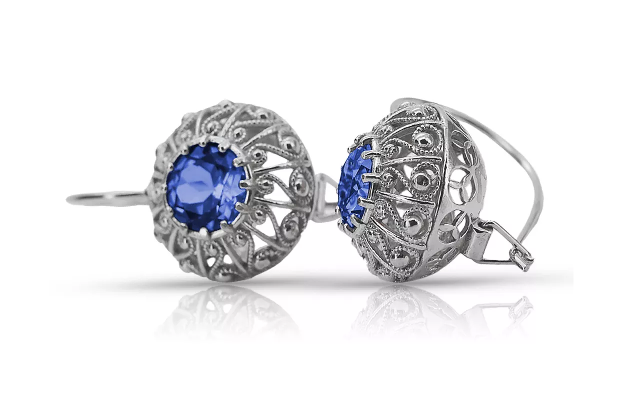 Silver 925 Sapphire earrings vec002s Russian Soviet style