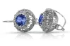 Vintage Silver Sapphire Earrings 925, 28mm/16mm