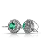 Silver 925 Emerald earrings vec002s Russian Soviet style
