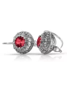 Silver 925 Ruby earrings vec002s Russian Soviet style