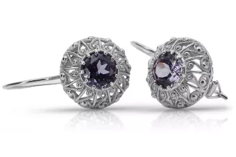 Silver 925 Alexandrite earrings vec002s Russian Soviet style