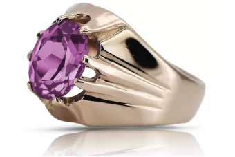 Ruské prsteň z ružového zlata 14k 585 s Amethystem VRC016