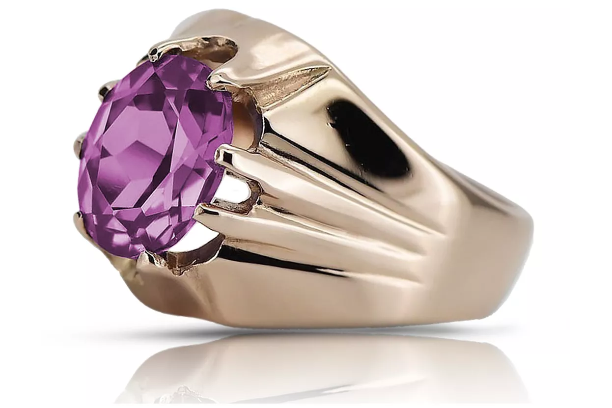 Russian Soviet rose 14k 585 gold Alexandrite Ruby Emerald Sapphire Zircon ring  vrc016
