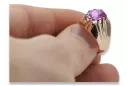 Rosyjski pierścionek z różowego złota 14k 585 z ametystem vrc016