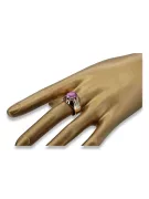 Rosyjski pierścionek z różowego złota 14k 585 z ametystem vrc016