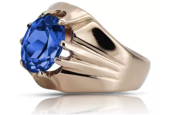 Δαχτυλίδι από ροζ κόκκινο χρυσό 14k 585 με ζαφείρι Ρωσικό Vintage vrc016