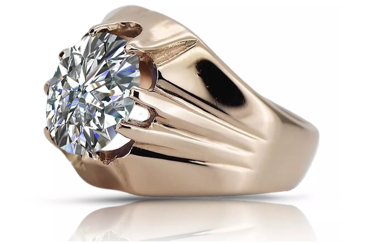 Ring z ružového červeného zlata 14k 585 s ruským vintage VRC016 Zirkón