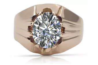 Pierścionek z różowego czerwonego złota 14k 585 z cyrkonią Rosyjski Vintage vrc016r