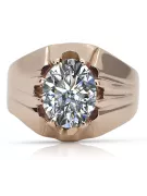 Ring z růžové červené zlato 14k 585 s ruským vintage VRC016 zirkon