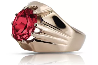 Pierścionek z różowego czerwonego złota 14k 585 z rubinem Rosyjski Vintage vrc016