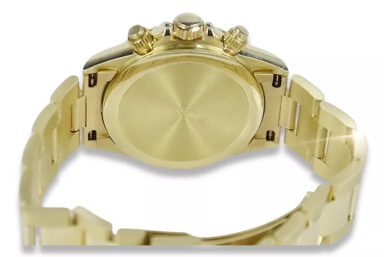 Złoty zegarek z bransoletą męski 14k Geneve mw014ydbr&mbw017y z brązową tarczą