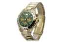 Złoty zegarek z bransoletą męski 14k Geneve mw014ydgr&mbw017y z zielonym cyferblatem