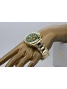 Złoty zegarek z bransoletą męski 14k Geneve mw014ydgr&mbw017y z zielonym cyferblatem