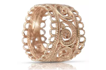 Rosyjski pierścionek z różowego czerwonego złota 14k 585 Vintage vrn003