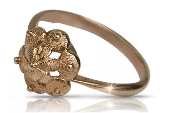 Rosyjski pierścionek z różowego czerwonego złota 14k 585 Vintage vrn004