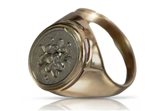 Rosyjski pierścionek z różowego czerwonego złota 14k 585 Vintage vrn012
