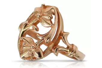 Rosyjski pierścionek z różowego czerwonego złota 14k 585 Vintage vrn070