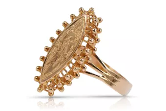 Rosyjski pierścionek z różowego czerwonego złota 14k 585 Vintage vrn120