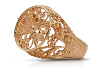 Rosyjski pierścionek z różowego czerwonego złota 14k 585 Vintage vrn133