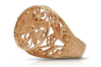Soviet 14k 585 Zlatý Ruský Ring s Pink Gold Vrn133