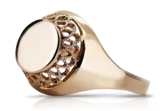 Rosyjski pierścionek z różowego czerwonego złota 14k 585 Vintage vrn141