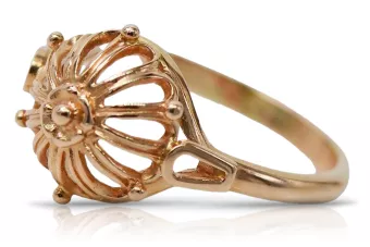 Russischer sowjetischer rosafarbener 14-karätiger 585-Gold-Vintage-Ring vrn179