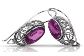 Vintage silver 925 amethyst earrings vec023s Russian Soviet style