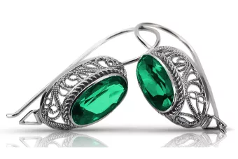 Vintage Silver 925 náušnice s Emerald Vec023S
