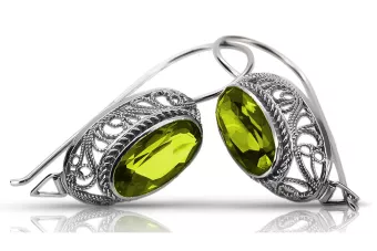 Vintage silver 925 yellow peridot earrings vec023s Russian Soviet style