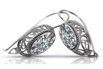 Vintage silver 925 cubic zircon earrings vec023s Russian Soviet style