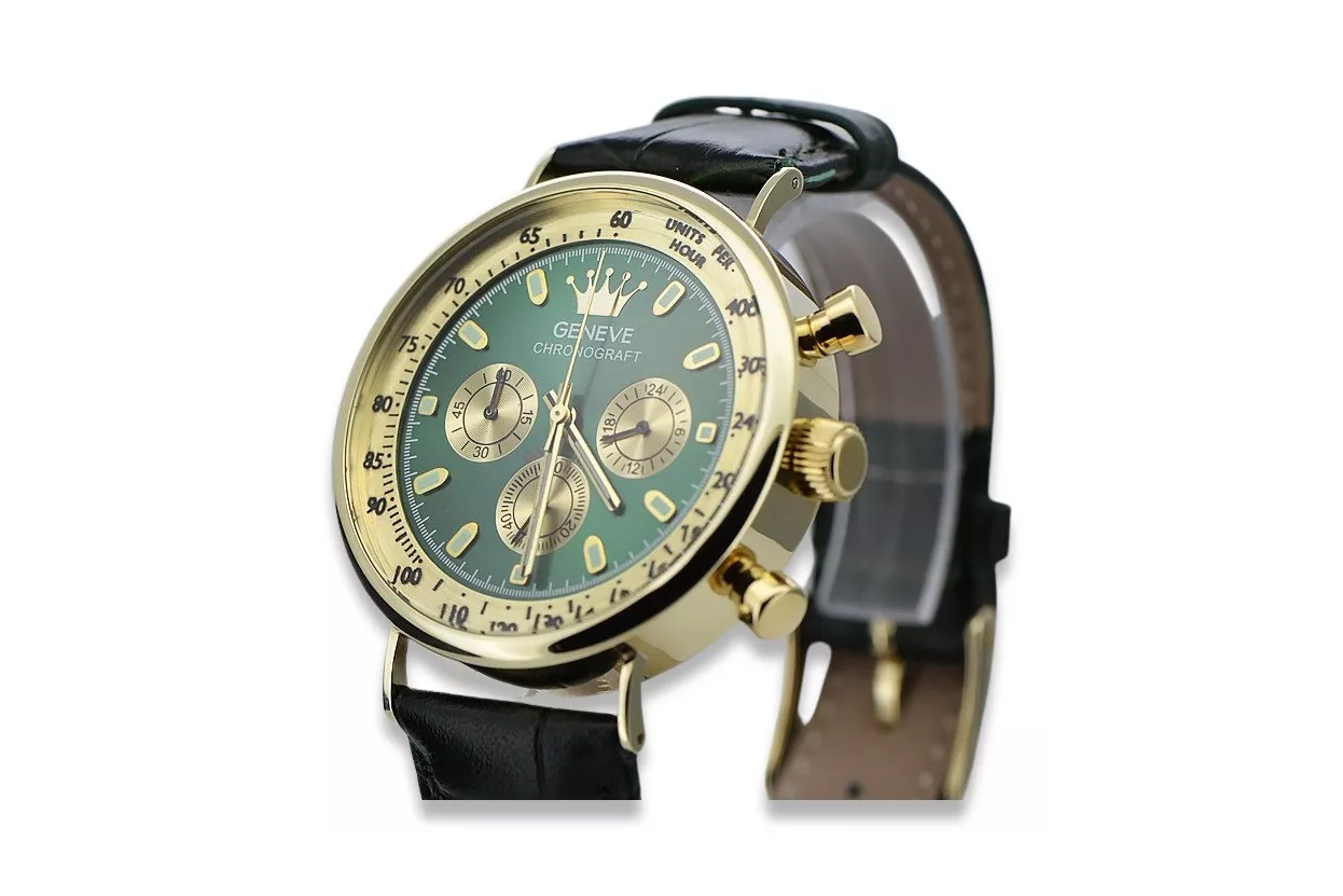 Жълт 14k 585 златен мъжки часовник Geneve mw012y-gr