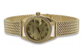 14karátové zlaté dámské hodinky, Geneve Quartz lw078ydg&lbw003y