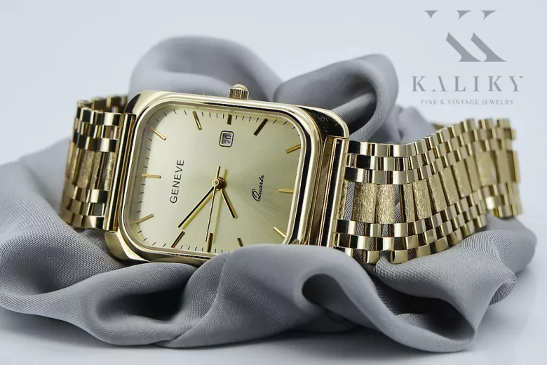 14k 585 aukso laikrodis su vyrų apyranka Geneve mw001y&mbw001y