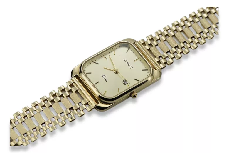 14k 585 aukso laikrodis su vyrų apyranka Geneve mw001y&mbw001y