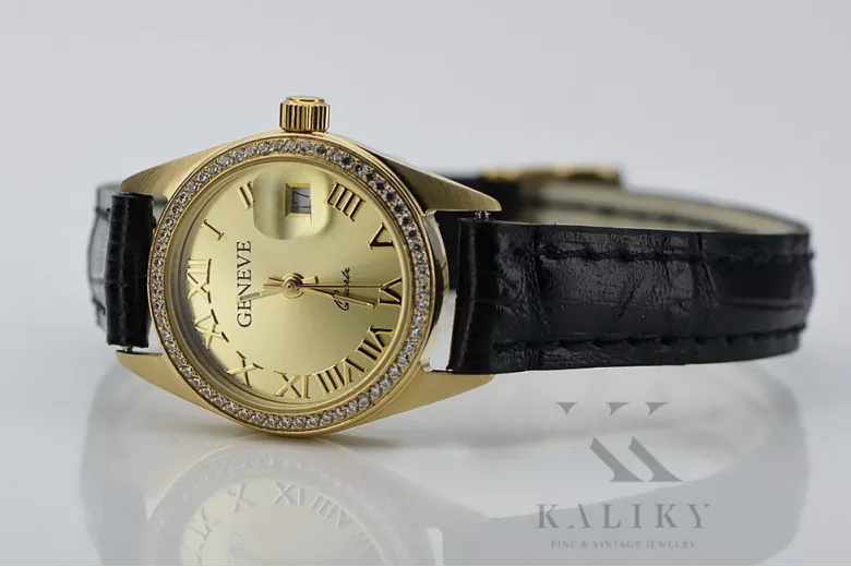 Yellow 14k 585 gold Lady Geneve wrist watch lw054ydg&lbw004y