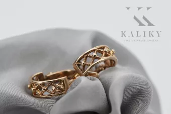 Vintage różowe złoto kolczyki koła 14k 585 ZSRR ven145
